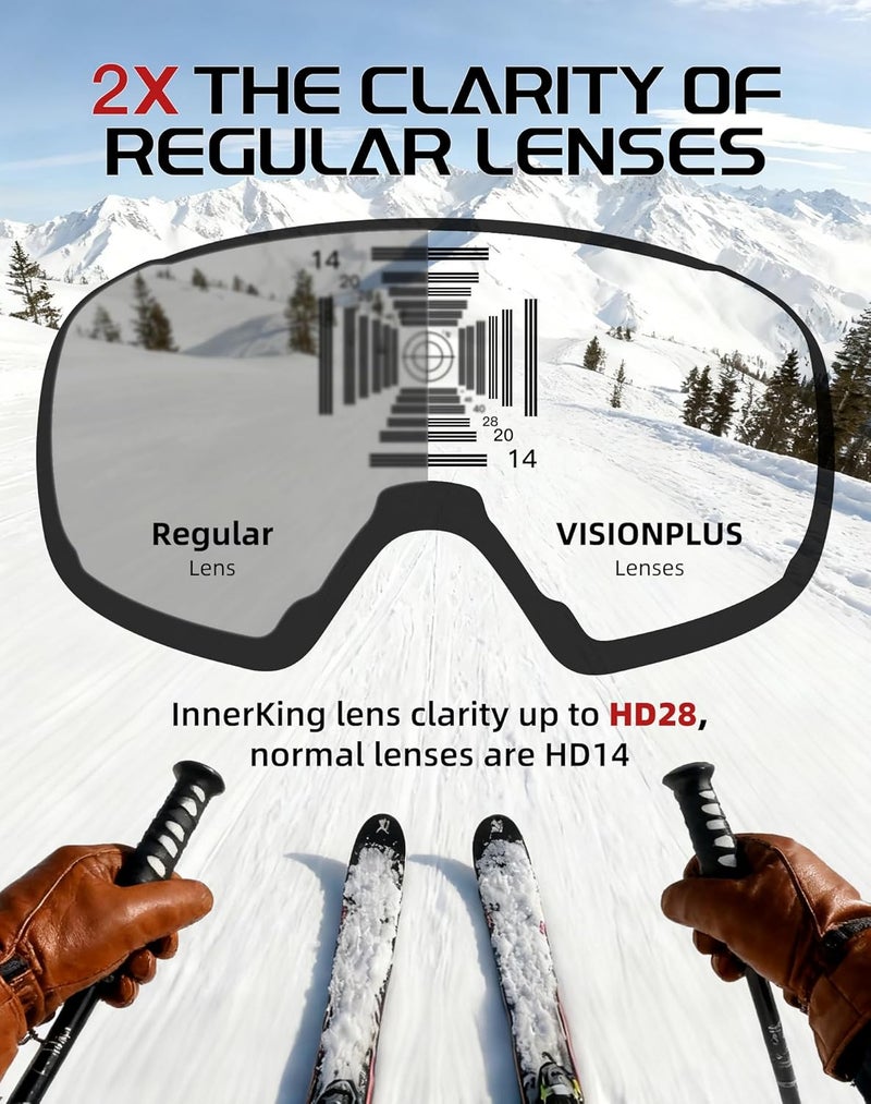 Innerking OTG Ski Goggles SGS Approved, Over Glasses Snow Snowboarding Winter Goggles Anti Fog for Adult, Youth, Men Women - Image 3